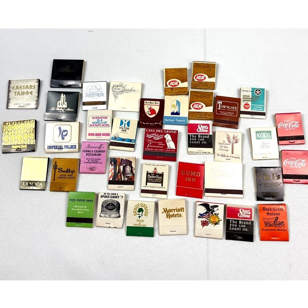 Vintage Lot of 38 Assorted Matchbooks•Bar decor•Collectible Advertising Decor